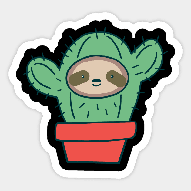 Sloth Face Cactus Sticker by saradaboru